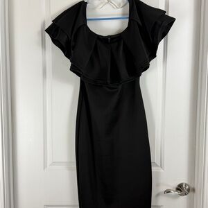 Elegant Black Women's Dress | Cold-Shoulder 🖤✨